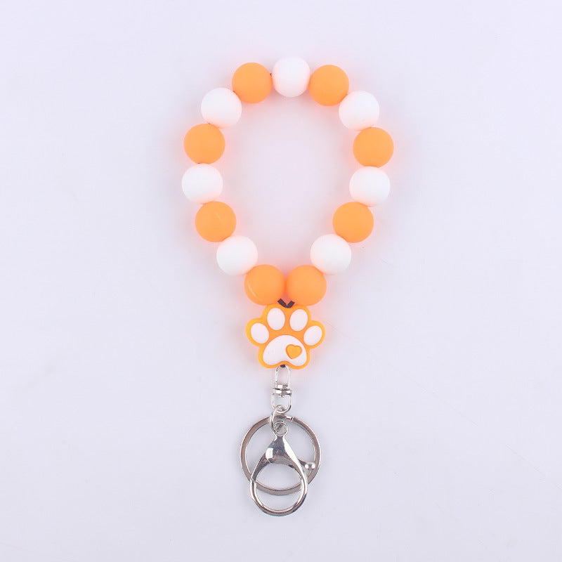 Wholesale Cartoon Silicone Dog Claw Handmade Beaded Wrist Keychain